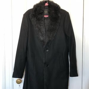 Zara Faux Fur Lined Peacoat - Black (Medium)